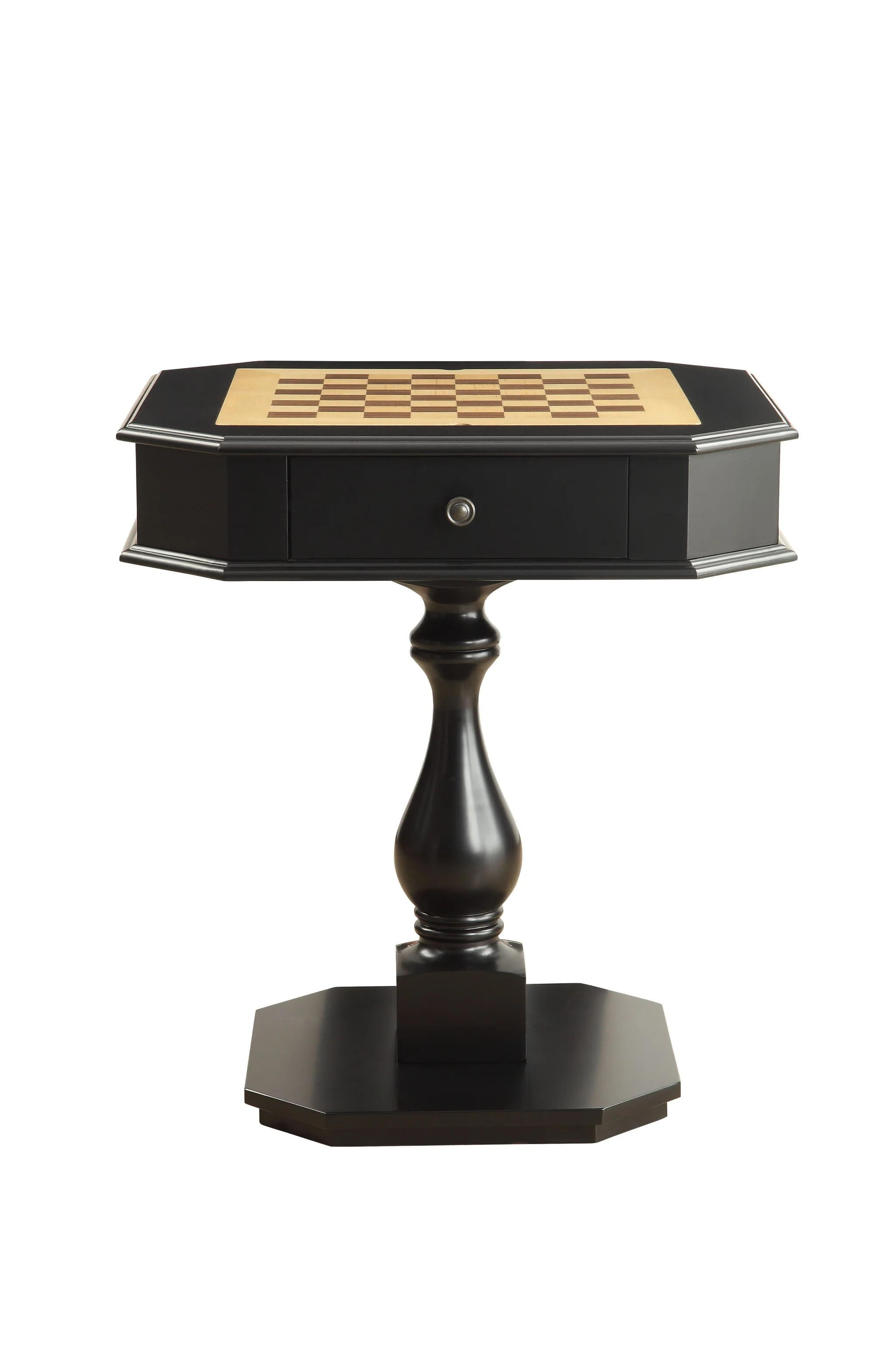 28" Black Solid and Manufactured Wood Octagon Pedestal Console Table By Homeroots