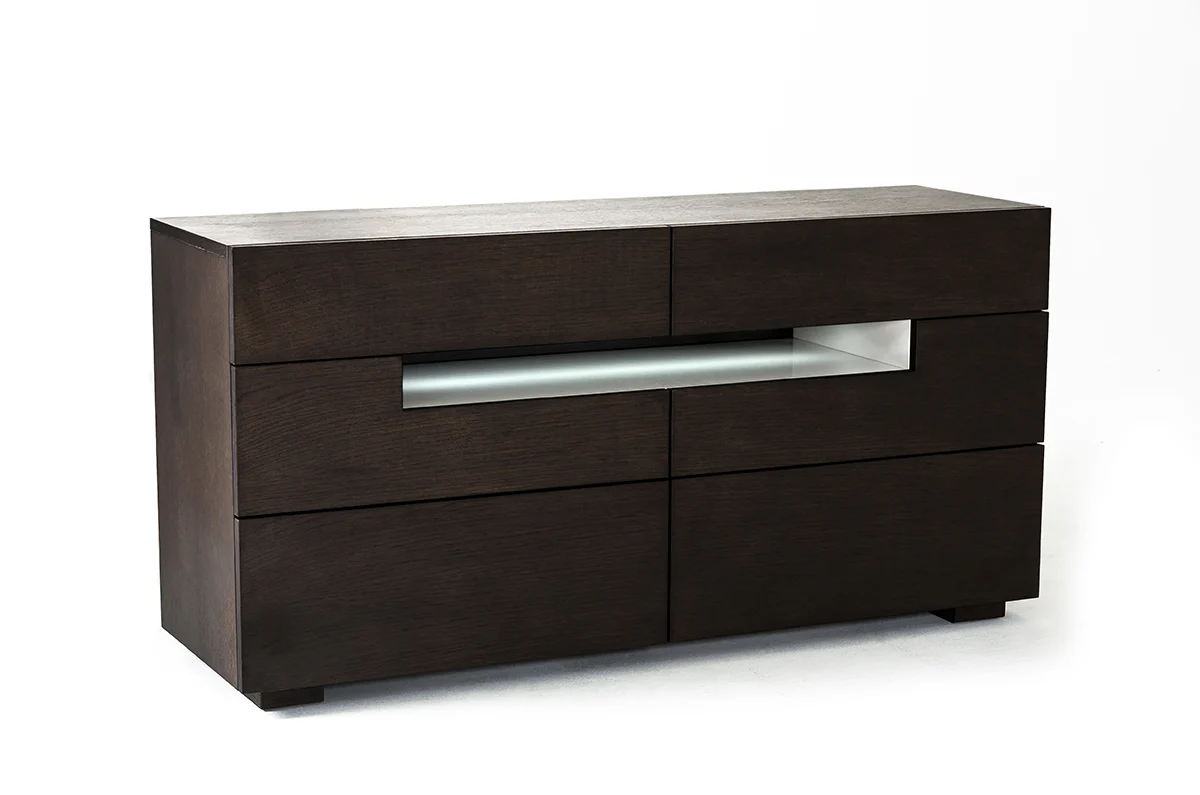 28' Brown Oak And Grey Mdf Dresser With Led Lights By Homeroots