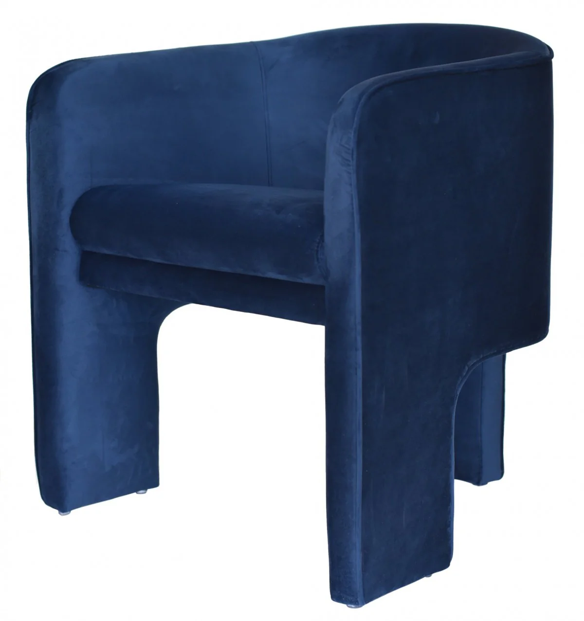 28" Contemporary Royal Blue Gray Velvet Three Legged Chair By Homeroots