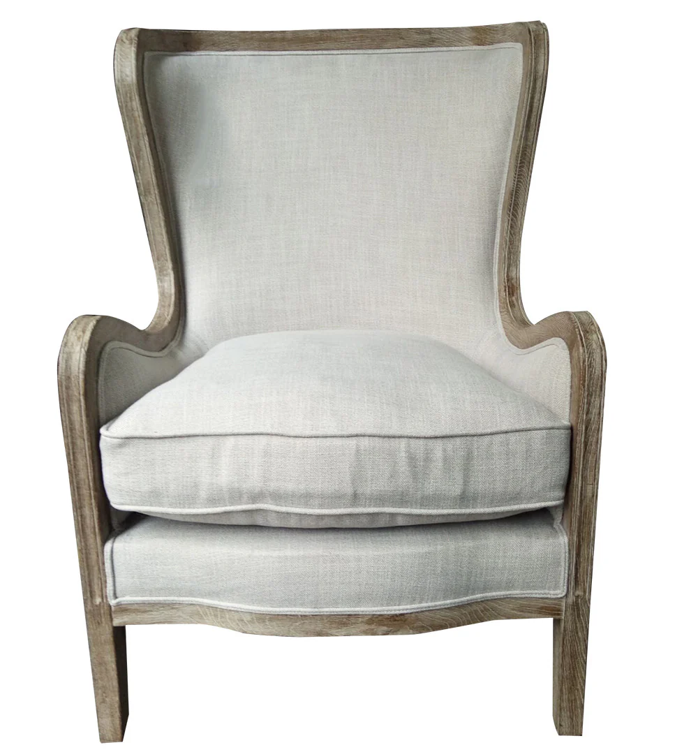 28" Ivory Taupe Linen Solid Color Lounge Chair By Homeroots