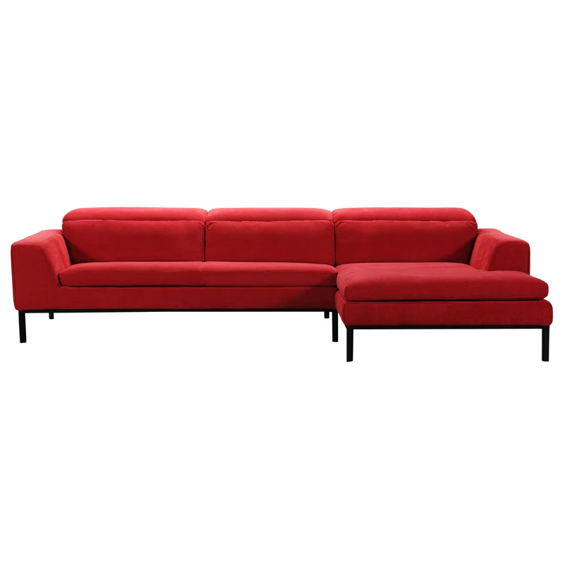 28' Red Fabric and Wood Sectional Sofa By Homeroots