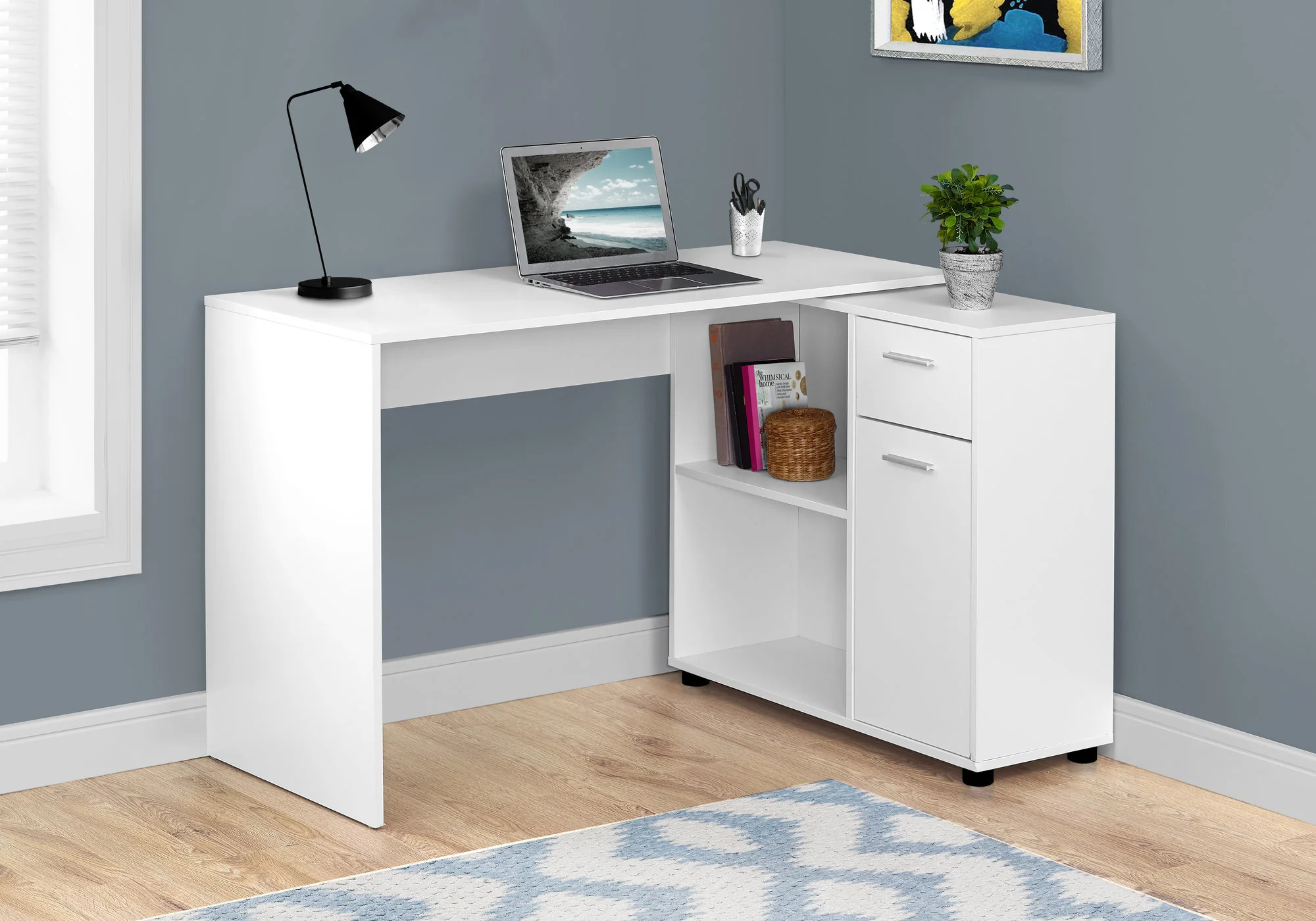 29.5" Particle Board and Laminate Computer Desk with a Storage Cabinet By Homeroots