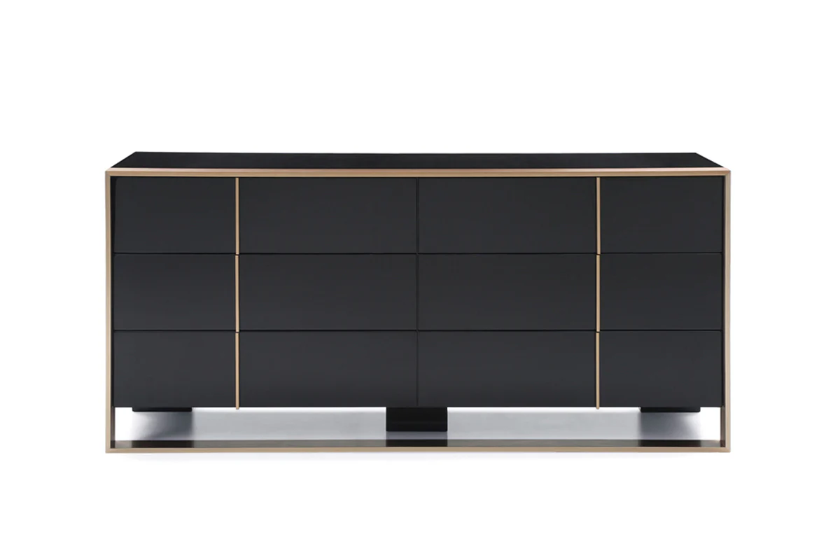 29' Black And Brushed Bronze Dresser By Homeroots