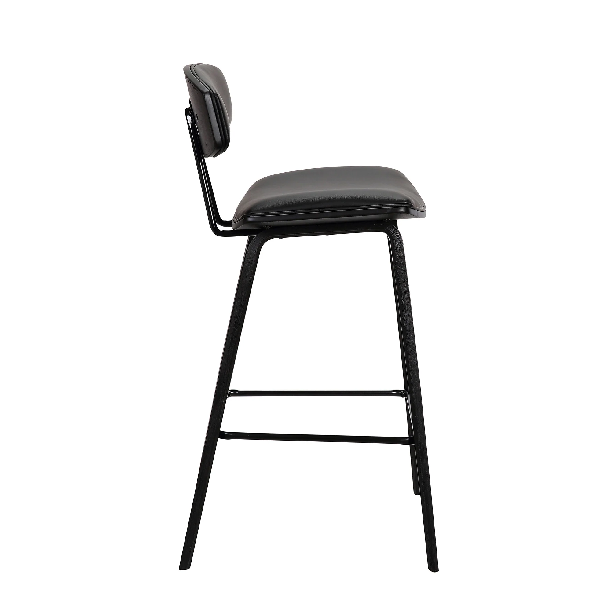 29” Black Faux Leather Mid Century Modern Bar Stool By Homeroots - Image 4