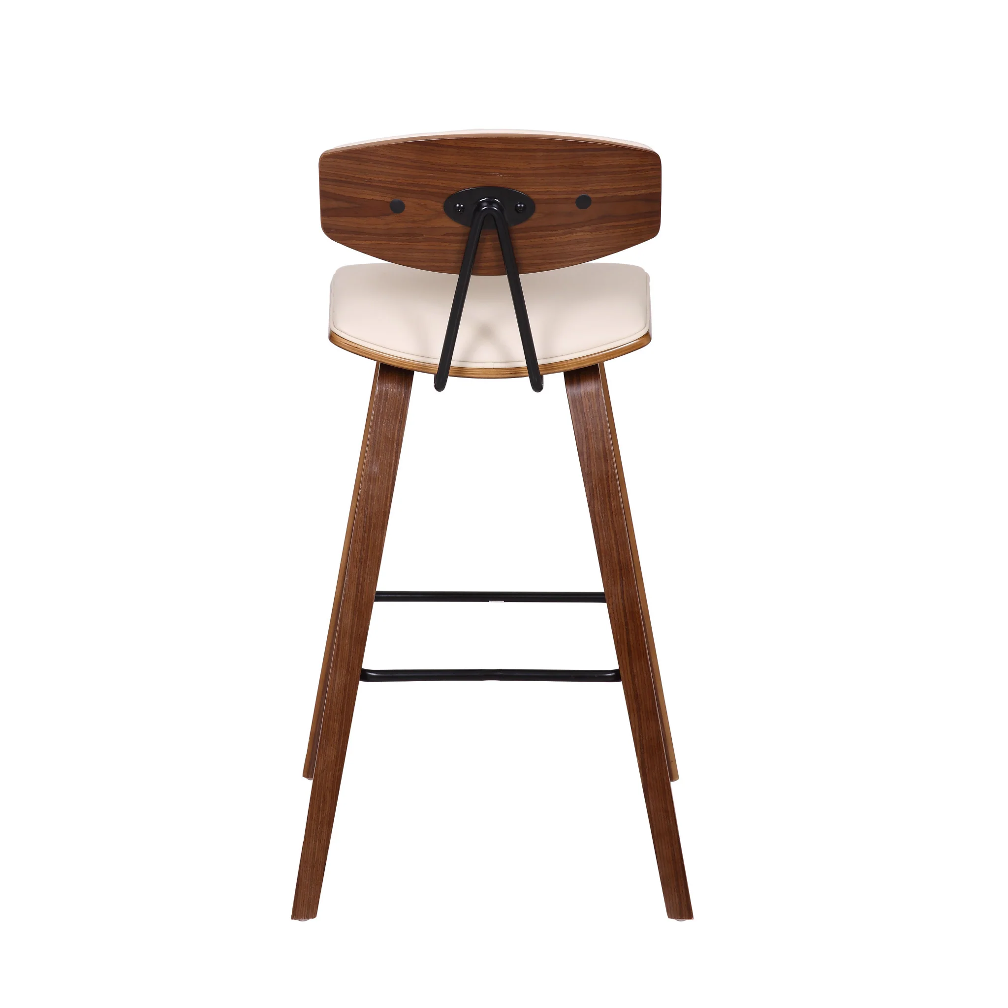 29” Cream Faux Leather Mid Century Modern Bar Stool By Homeroots - Image 6