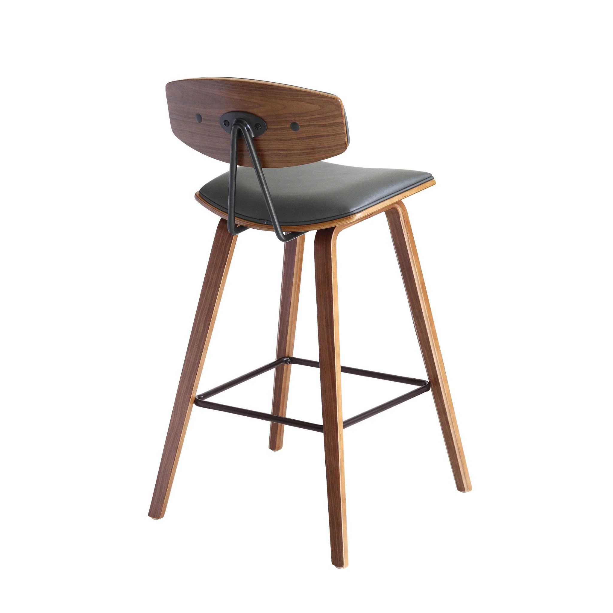 29” Gray Faux Leather Mid Century Modern Bar Stool By Homeroots - Image 5