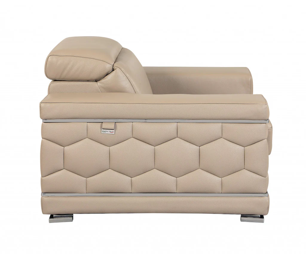 29to 38" Modern Beige Leather Chair By Homeroots - Image 6