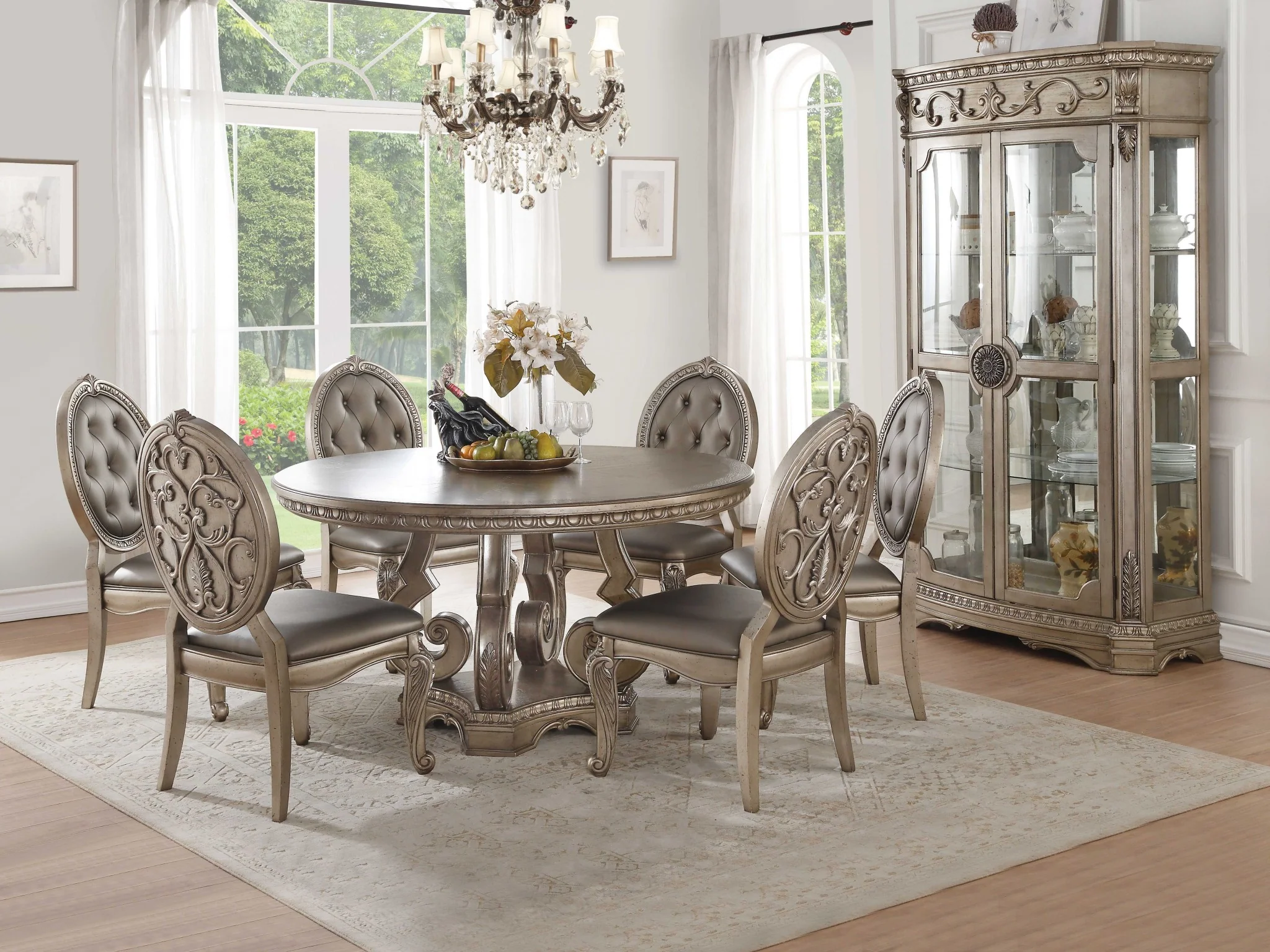 2Pc Antique Champagne Side Chair By Homeroots