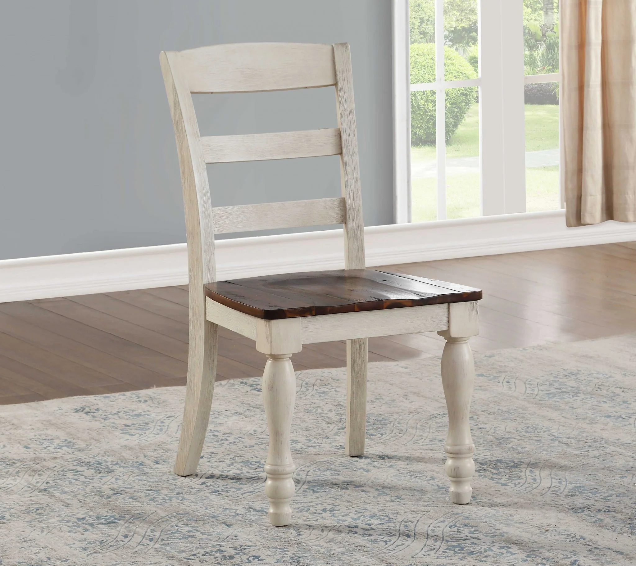 2Pc Walnut And White Washed Side Chair By Homeroots