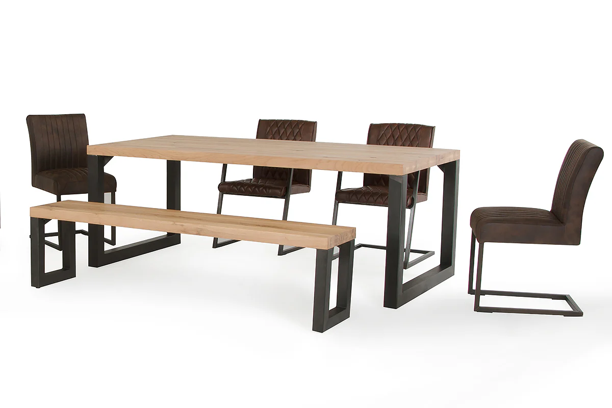 30' Aged Oak Wood And Metal Dining Table By Homeroots
