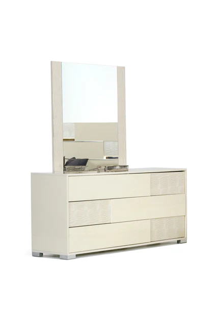 30 Beige MDF and Metal Dresser with 3 Drawers By Homeroots