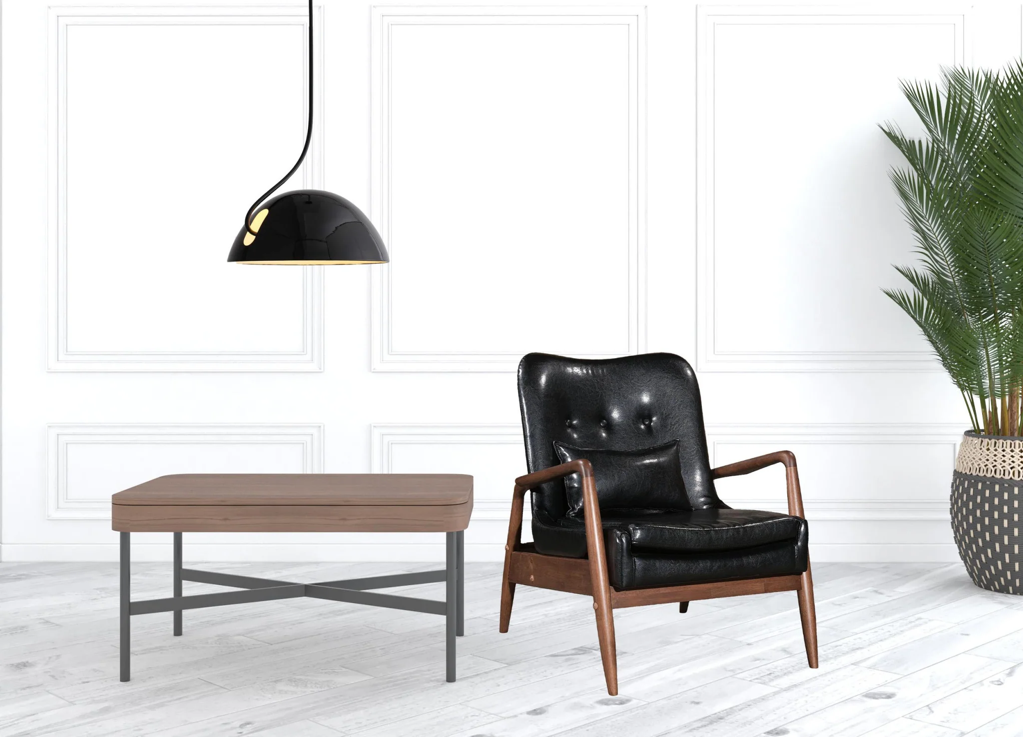 30" Black and Brown Faux Leather Tufted Arm Chair with Ottoman By Homeroots