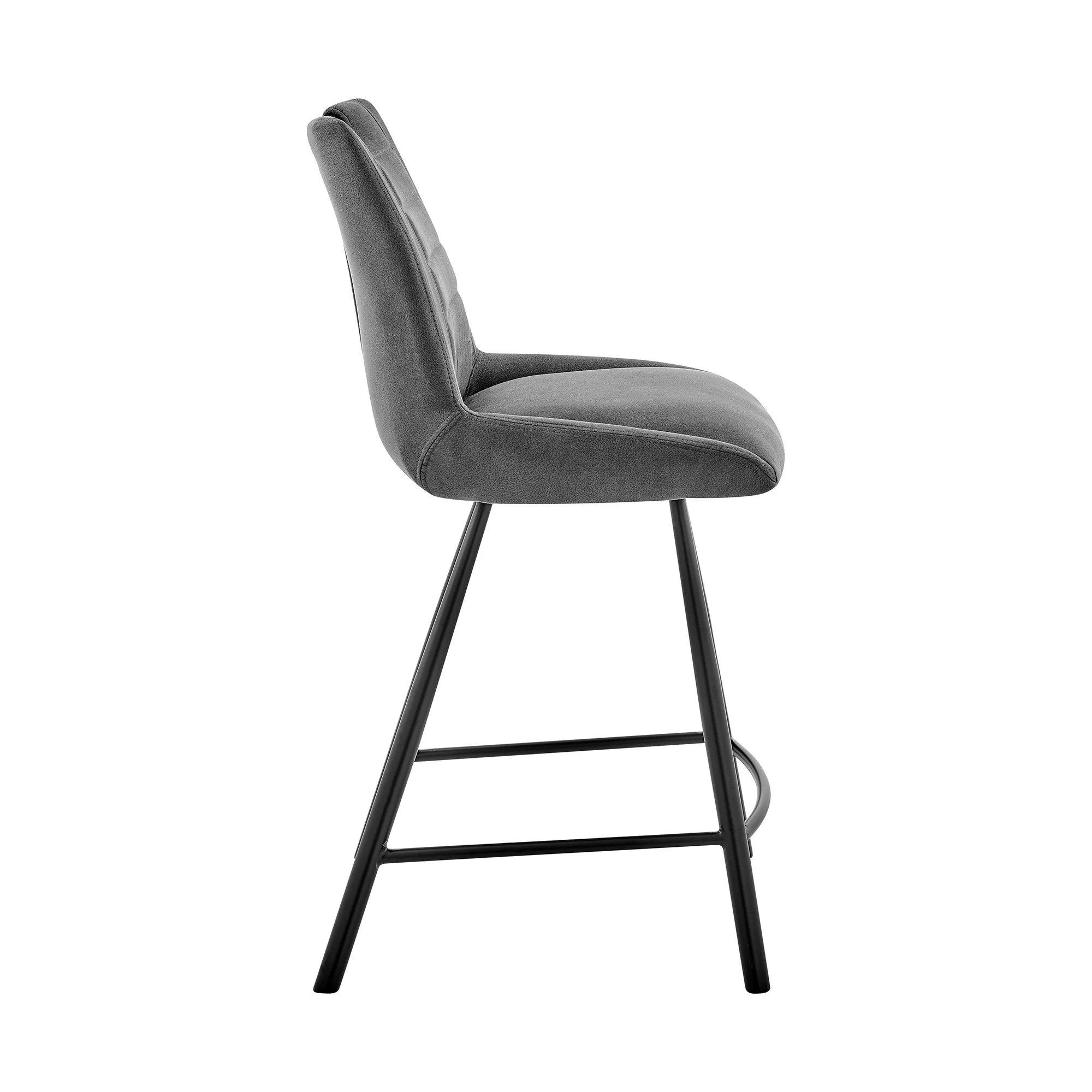 30" Black Fabric and Black Metal Bar Stool By Homeroots - Image 4