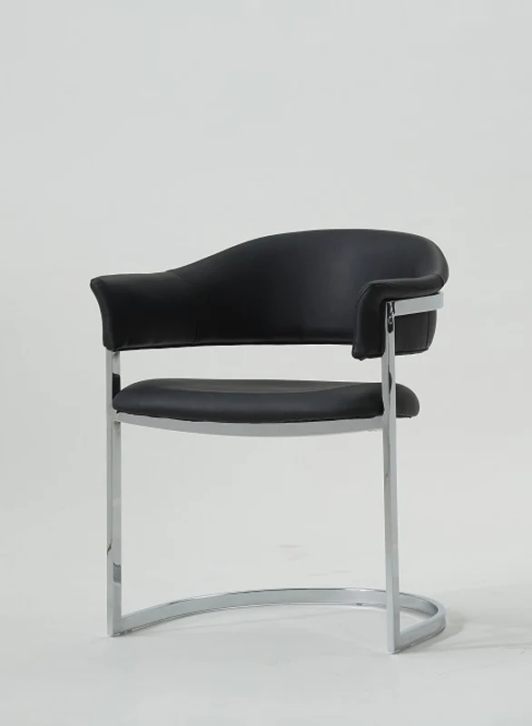 30' Black Leatherette And Stainless Steel Dining Chair By Homeroots
