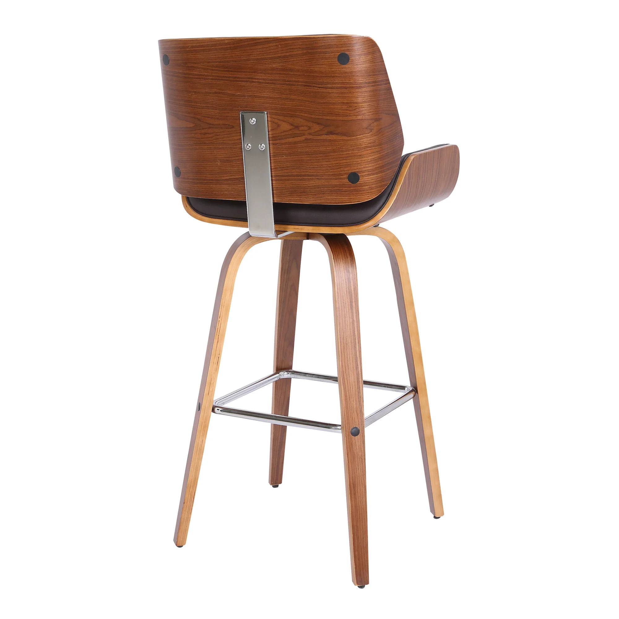 30" Brown Faux Leather Wooden Base Bar Stool By Homeroots - Image 5