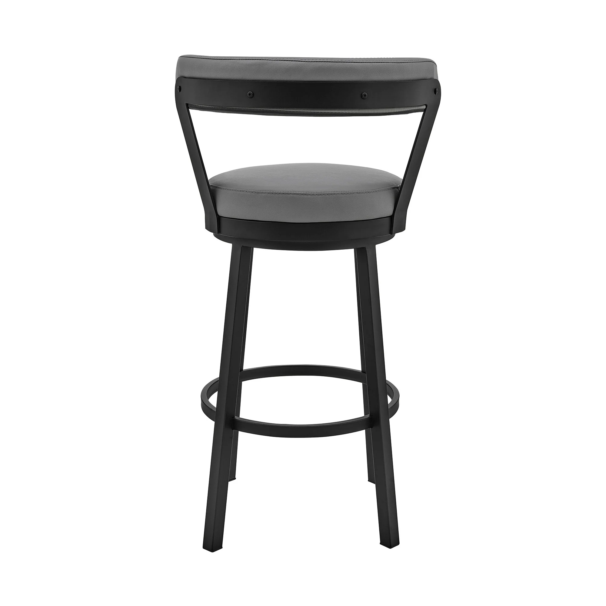 30" Chic Grey Faux Leather with Black Finish Swivel Bar Stool By Homeroots - Image 6