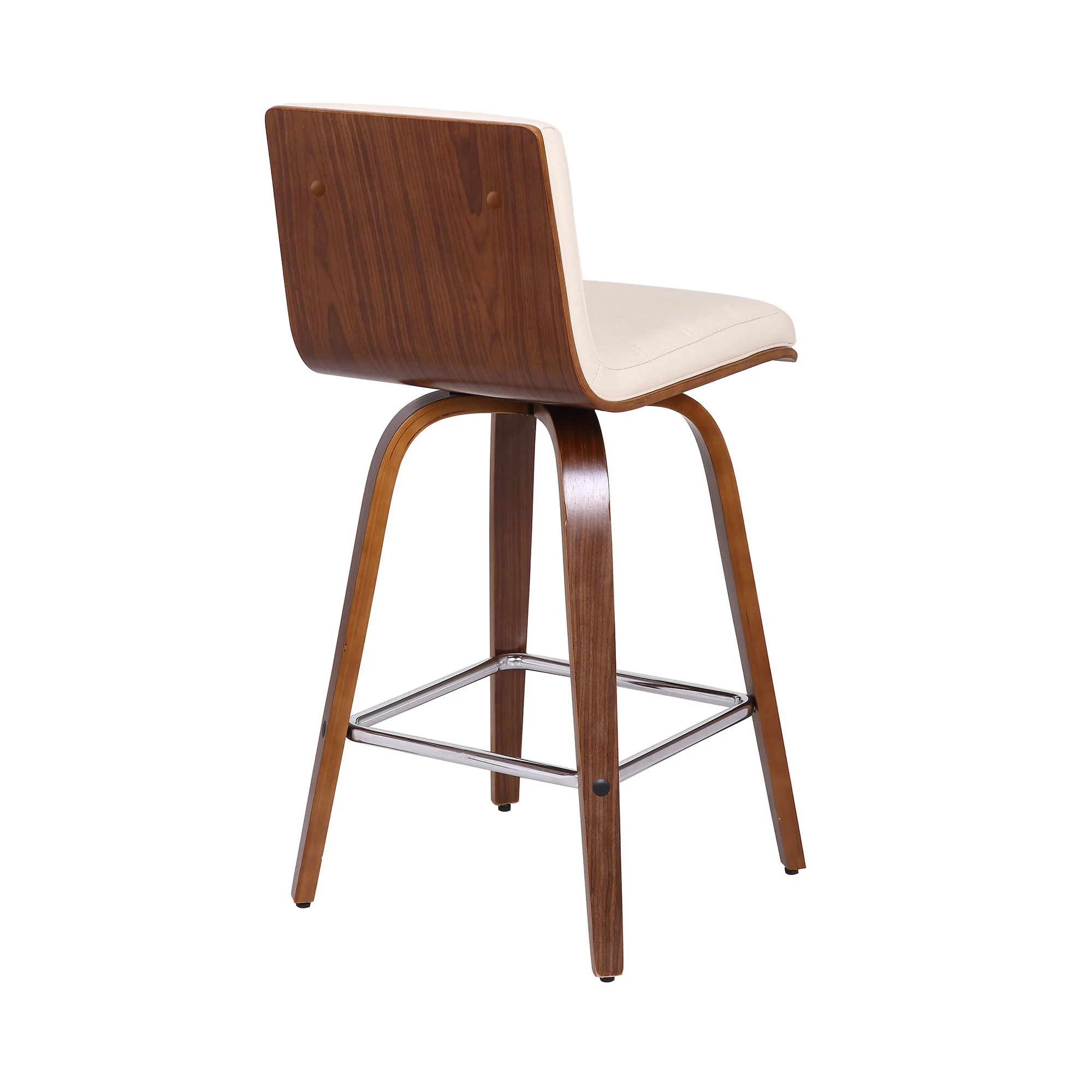 30” Cream Faux Leather Wooden Swivel Bar Stool By Homeroots - Image 5