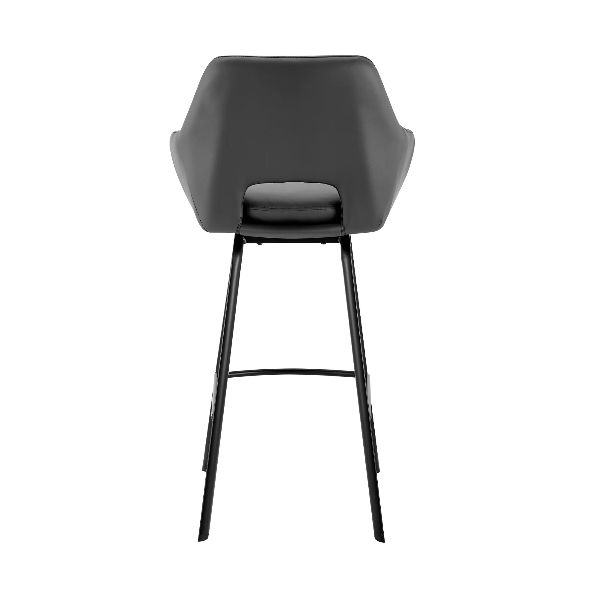 30" Gray on Black Faux Leather Comfy Swivel Bar Stool By Homeroots - Image 6