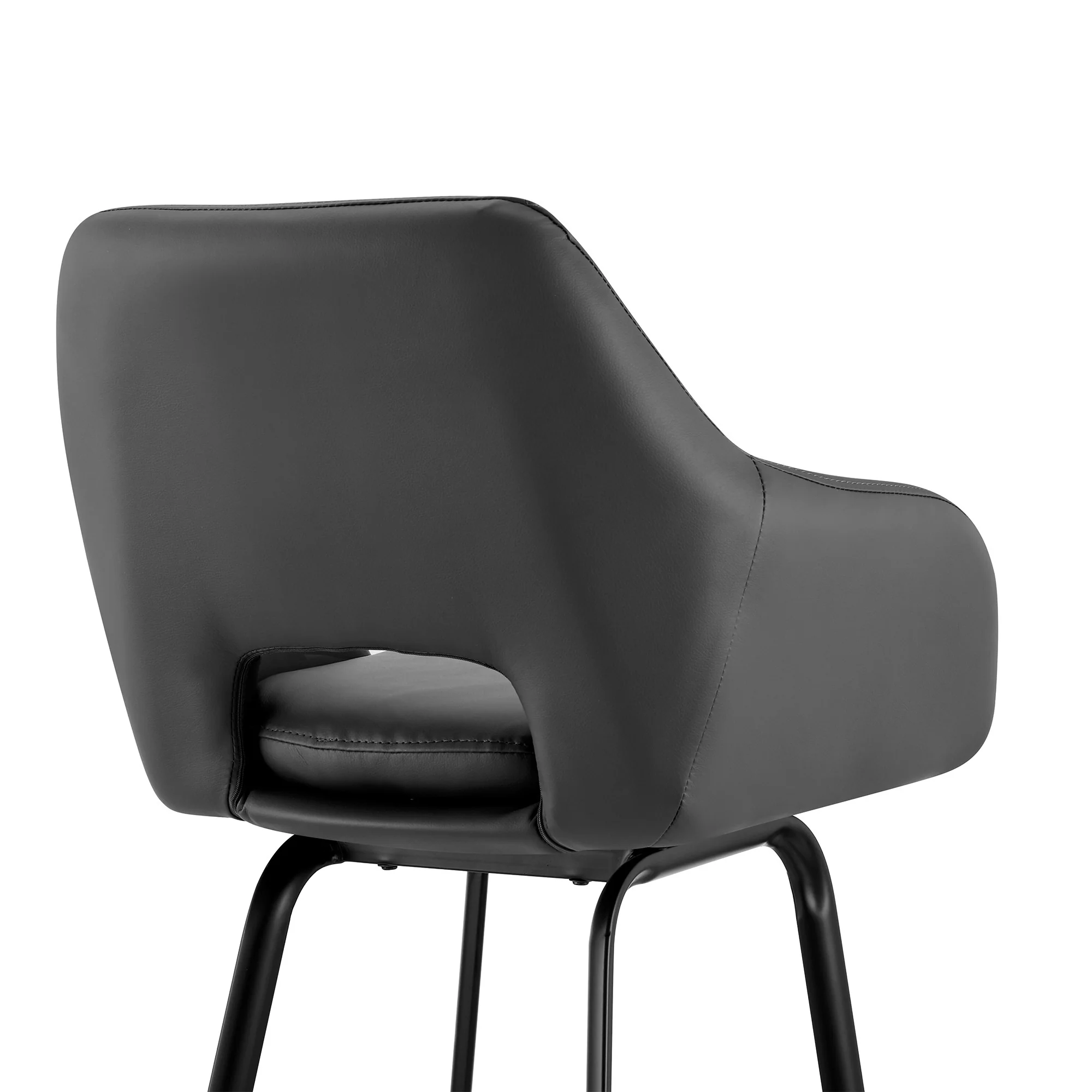 30" Gray on Black Faux Leather Comfy Swivel Bar Stool By Homeroots - Image 8