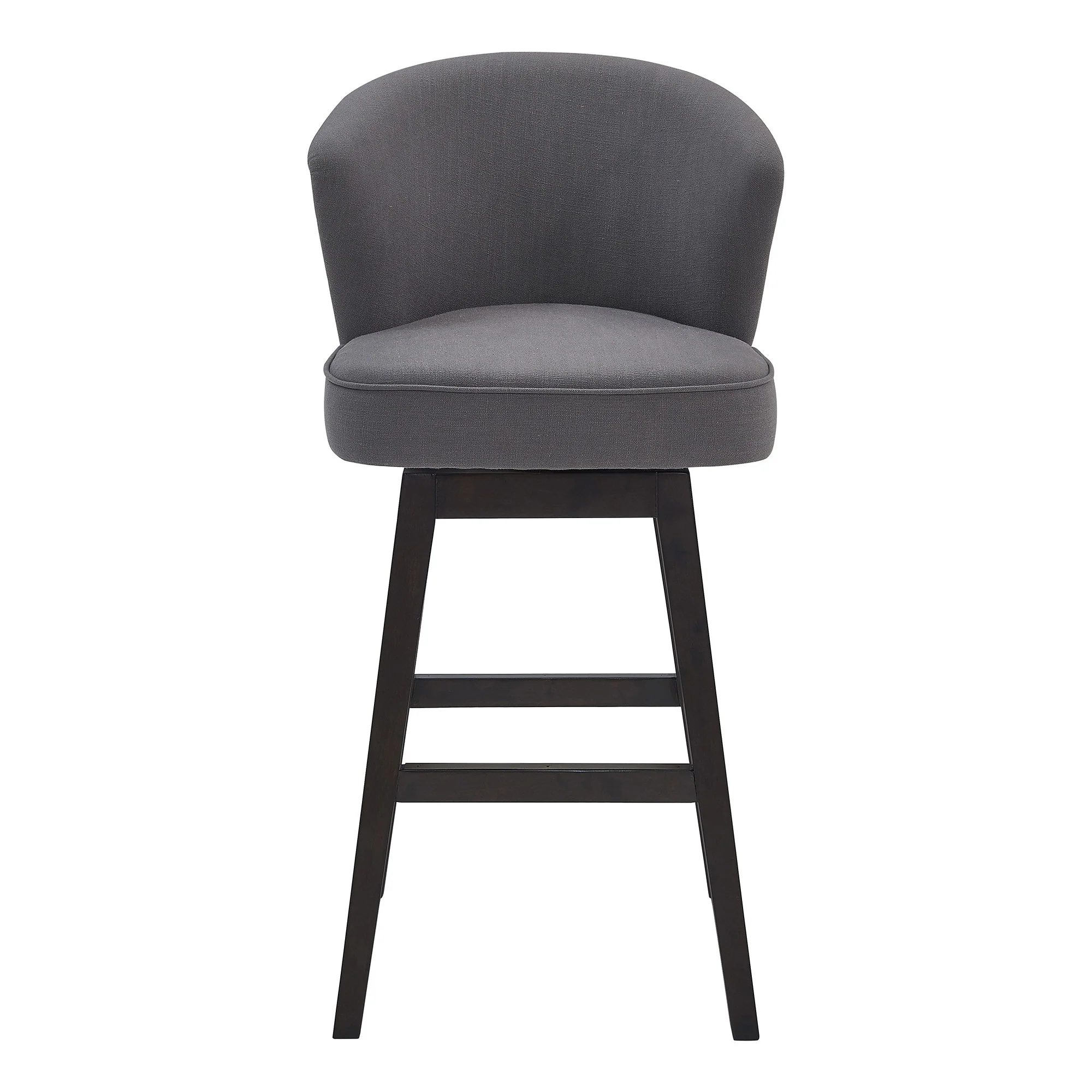 30" Grey Espresso Wood Fabric Swivel Bar Stool By Homeroots - Image 3