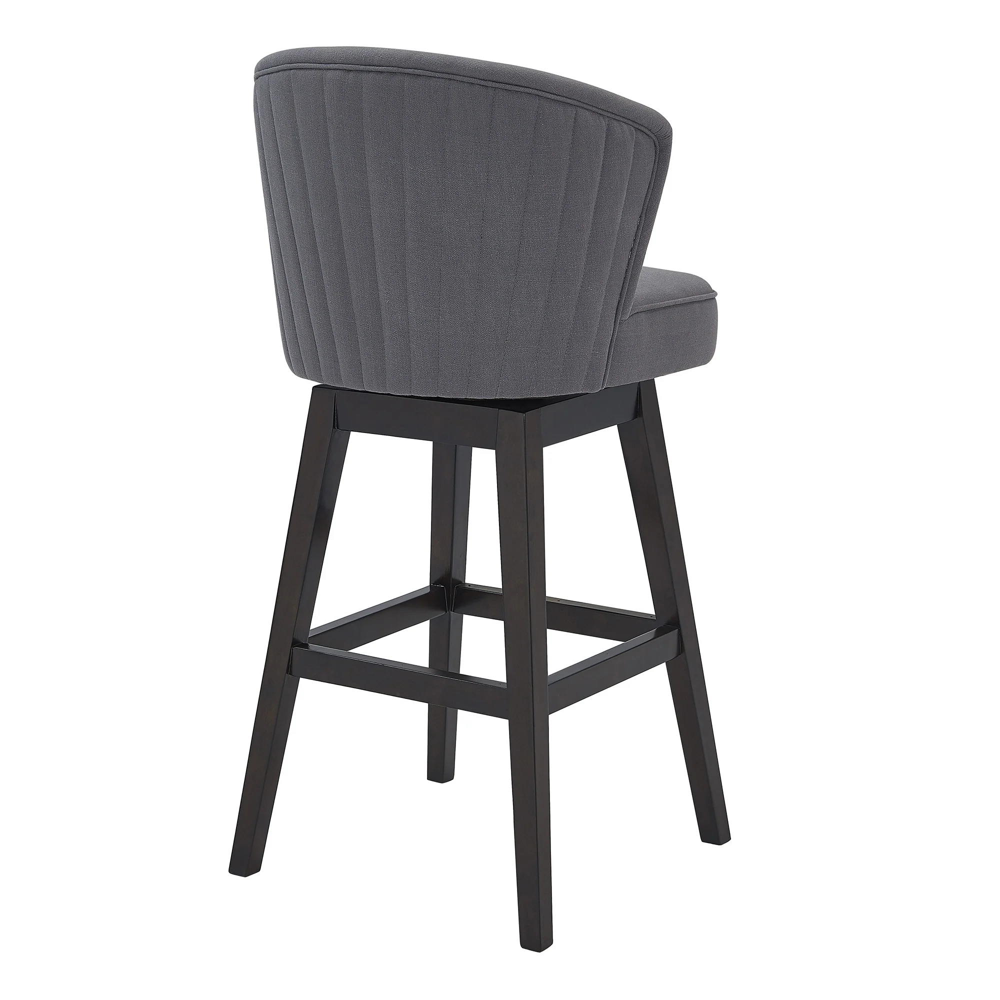 30" Grey Espresso Wood Fabric Swivel Bar Stool By Homeroots - Image 4