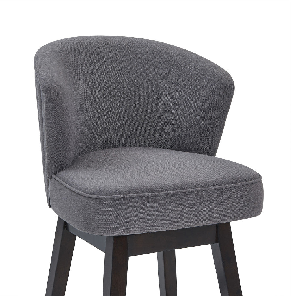 30" Grey Espresso Wood Fabric Swivel Bar Stool By Homeroots - Image 5