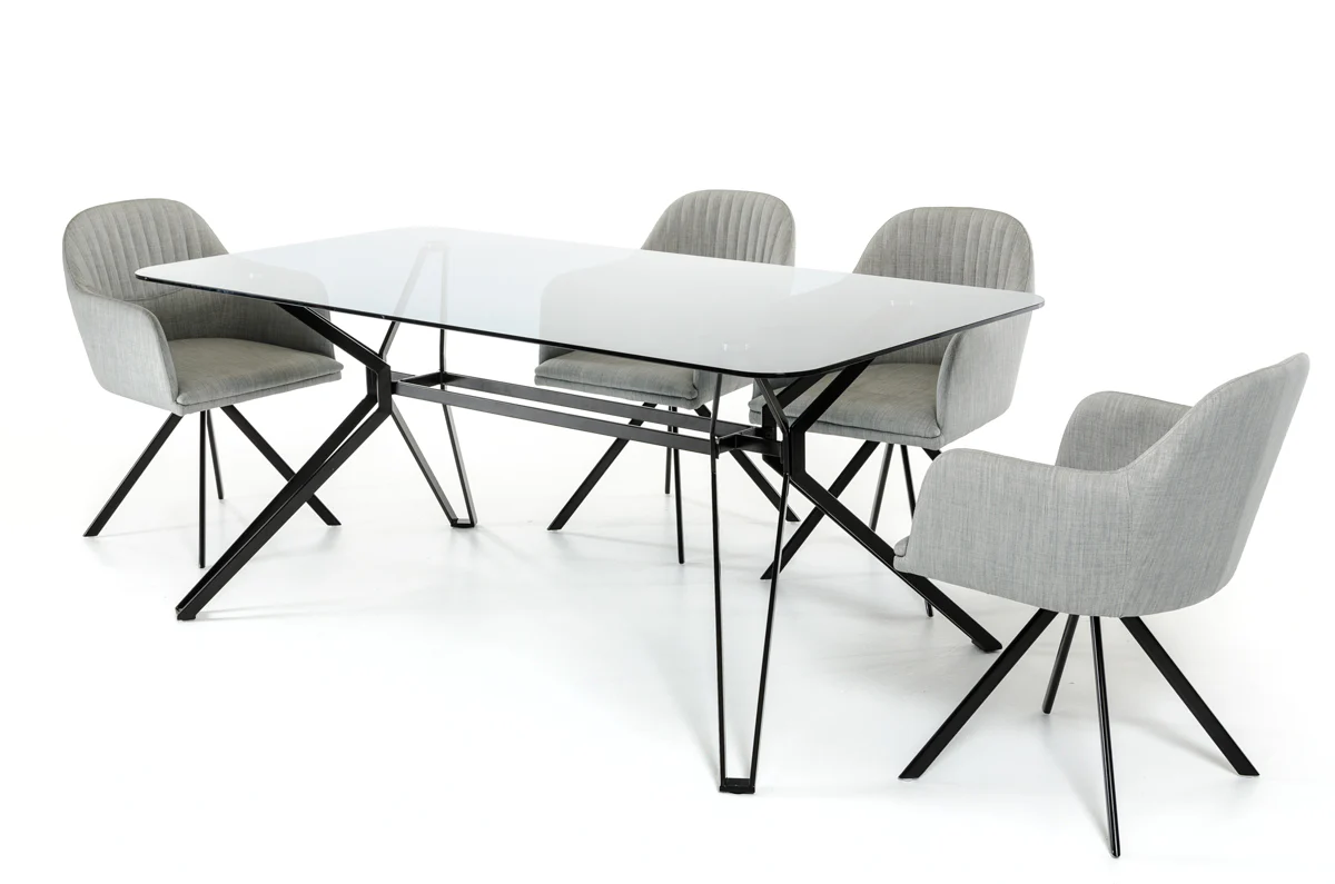 30" Metal And Smoked Glass Dining Table By Homeroots