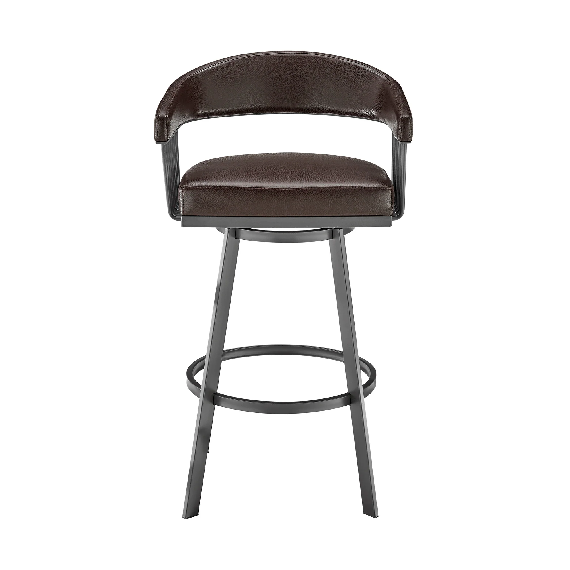 30" Mod Chocolate Faux Leather Java Brown Finish Swivel Bar Stool By Homeroots - Image 3
