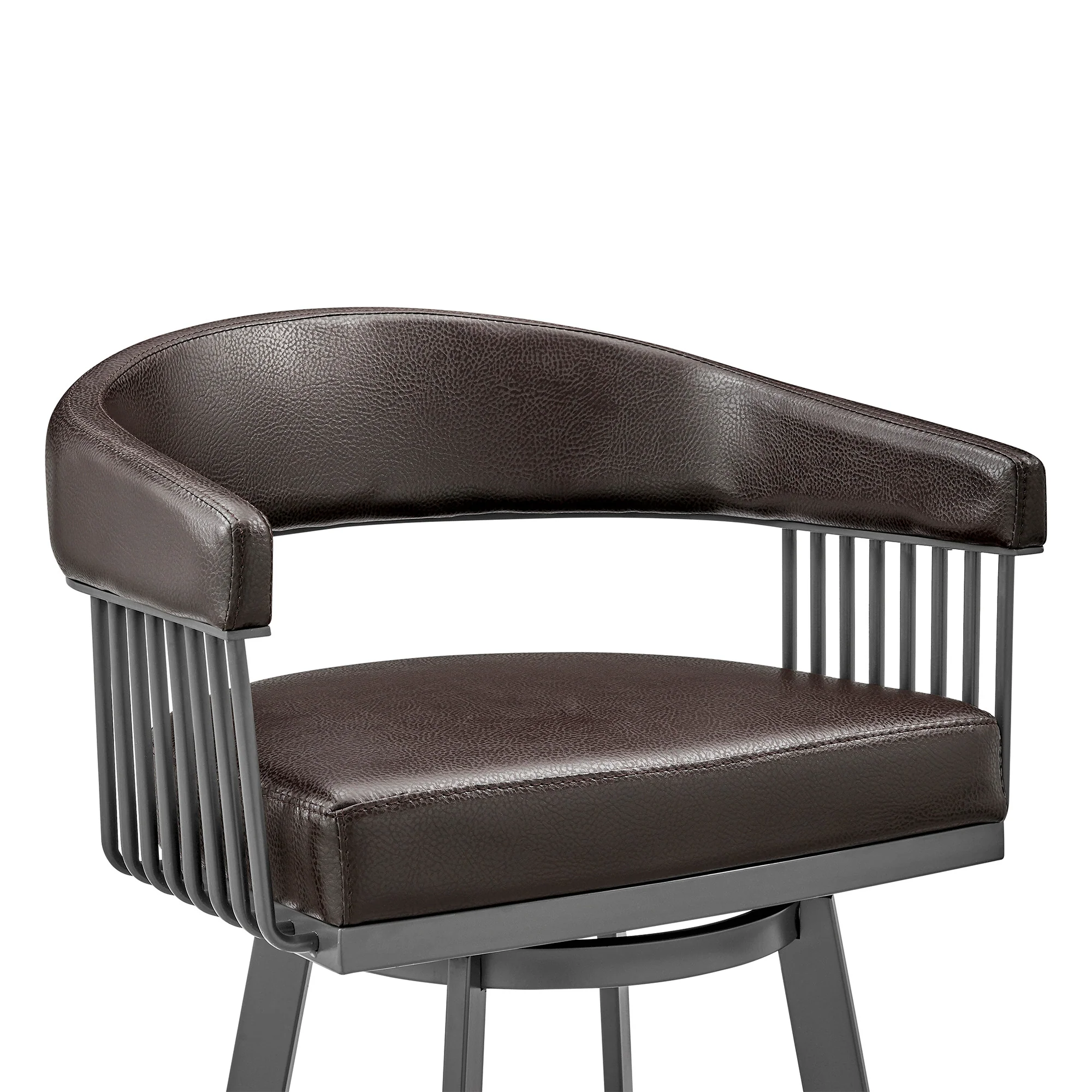 30" Mod Chocolate Faux Leather Java Brown Finish Swivel Bar Stool By Homeroots - Image 7