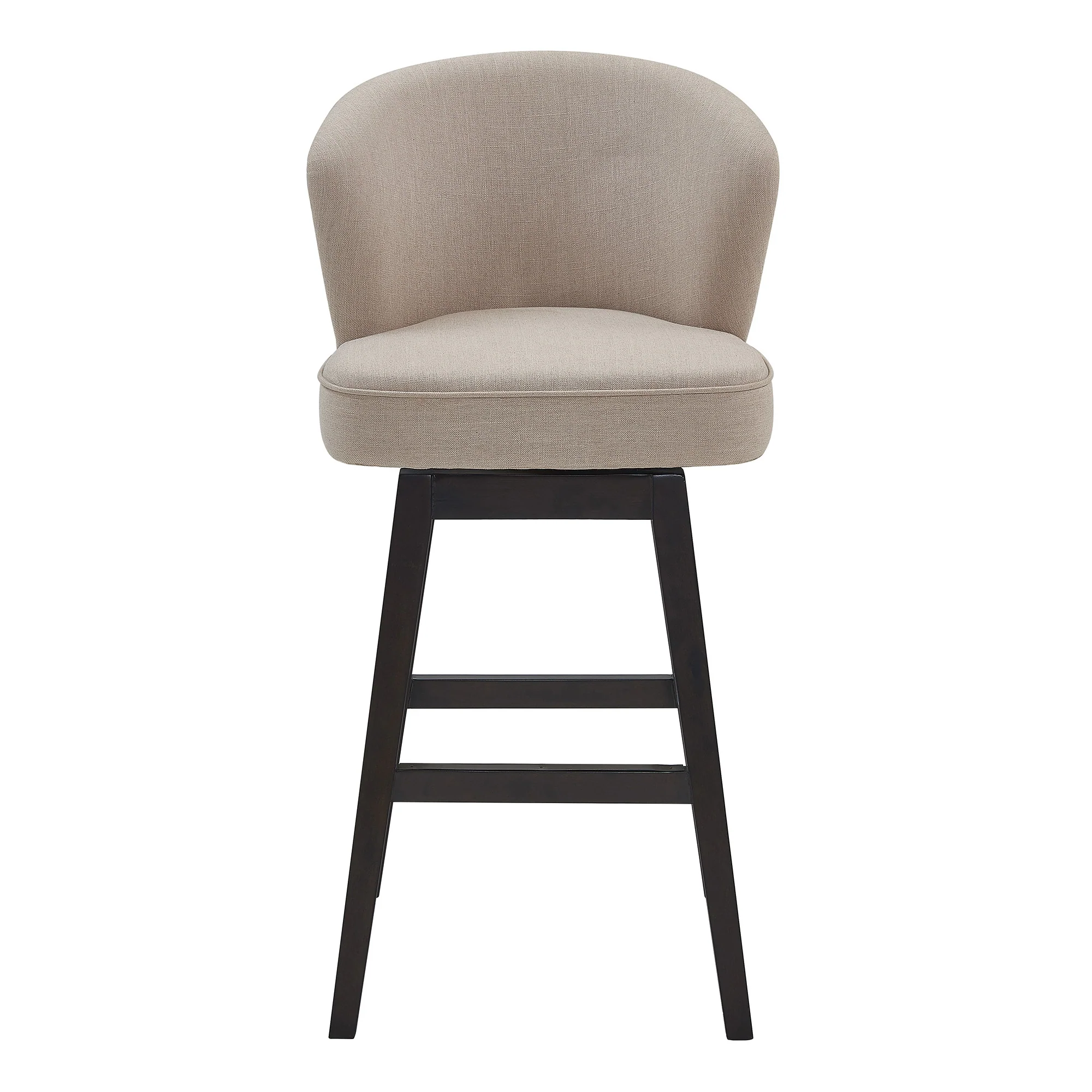 30" Tan Espresso Wood Fabric Swivel Bar Stool By Homeroots - Image 3