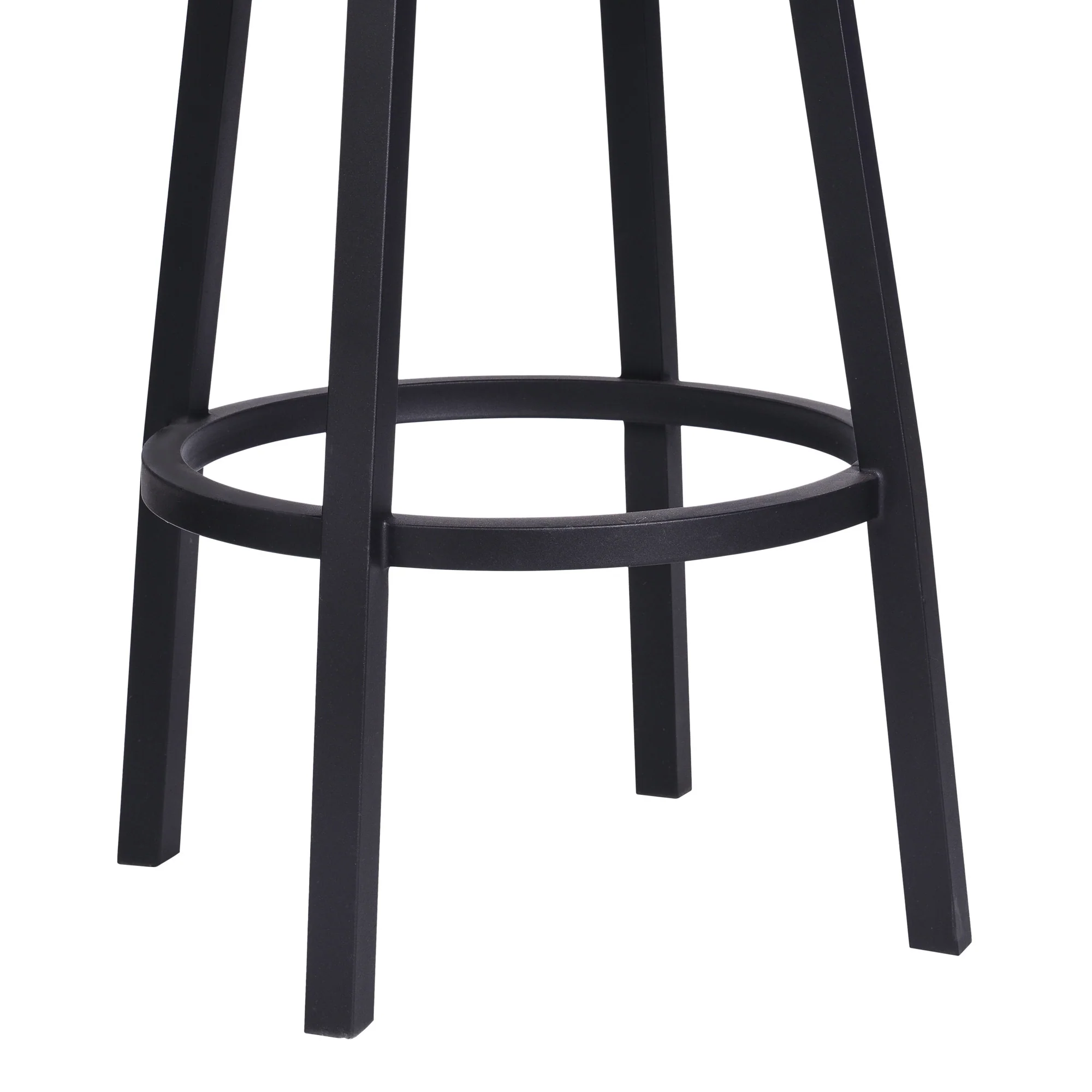 30" Vintage Black on Black Faux Leather Rectangular Swivel Armless Bar Stool By Homeroots - Image 7