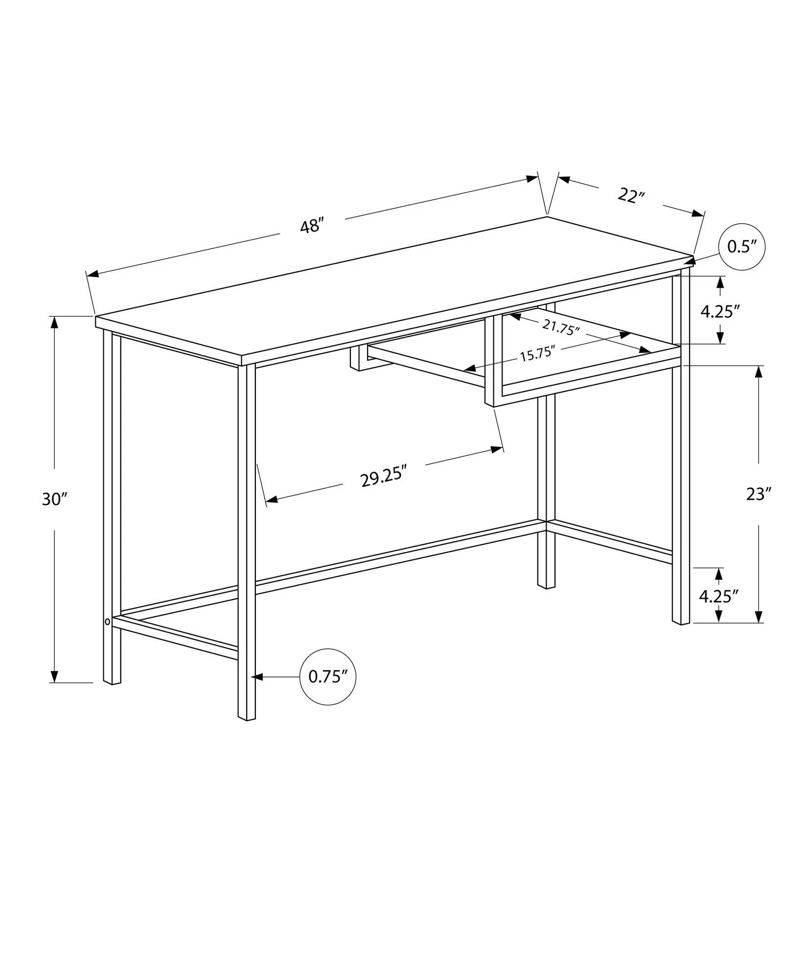 30" White MDF and White Metal Computer Desk By Homeroots - Image 4
