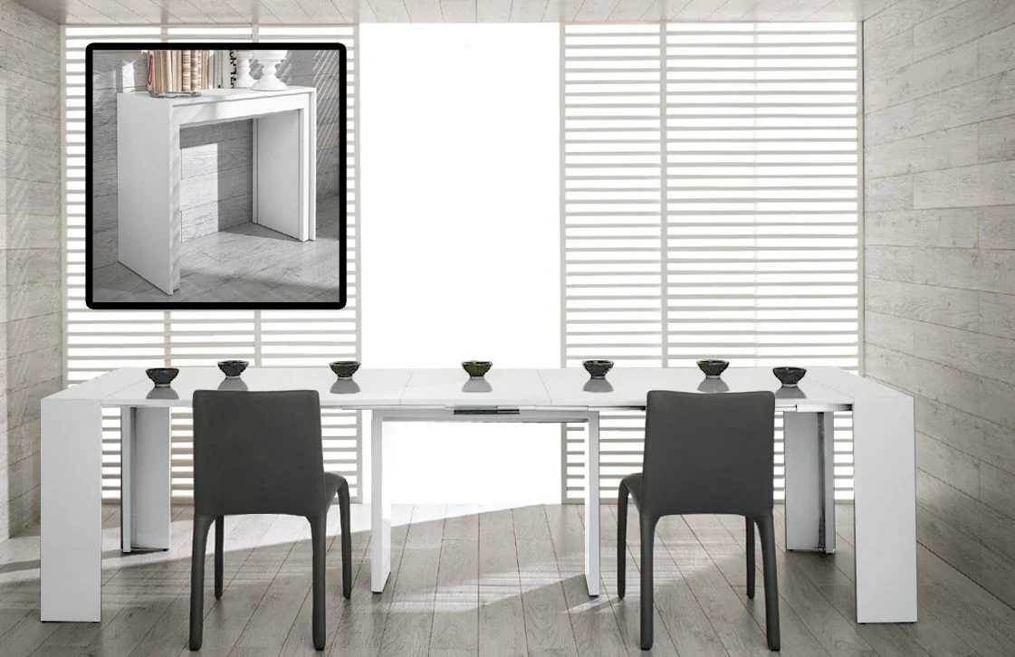 30" White Mdf Extendable Dining Table By Homeroots