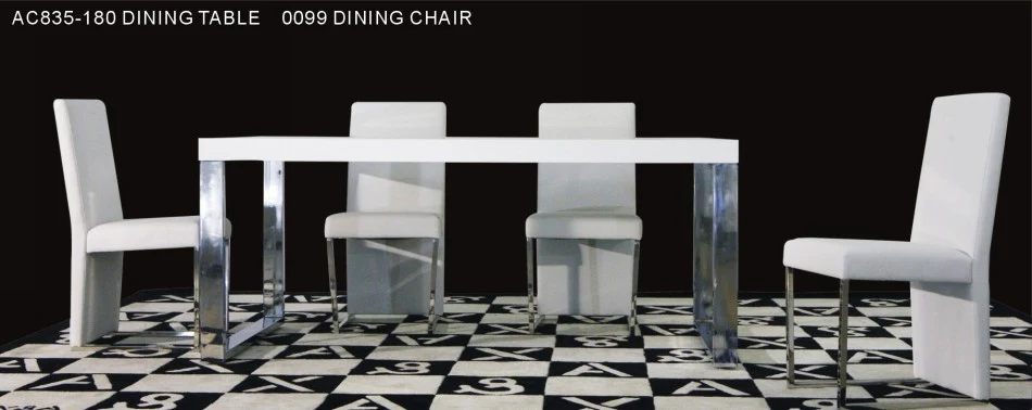 30' White Mdf Extendable Dining Table With Stainless Steel Legs By Homeroots