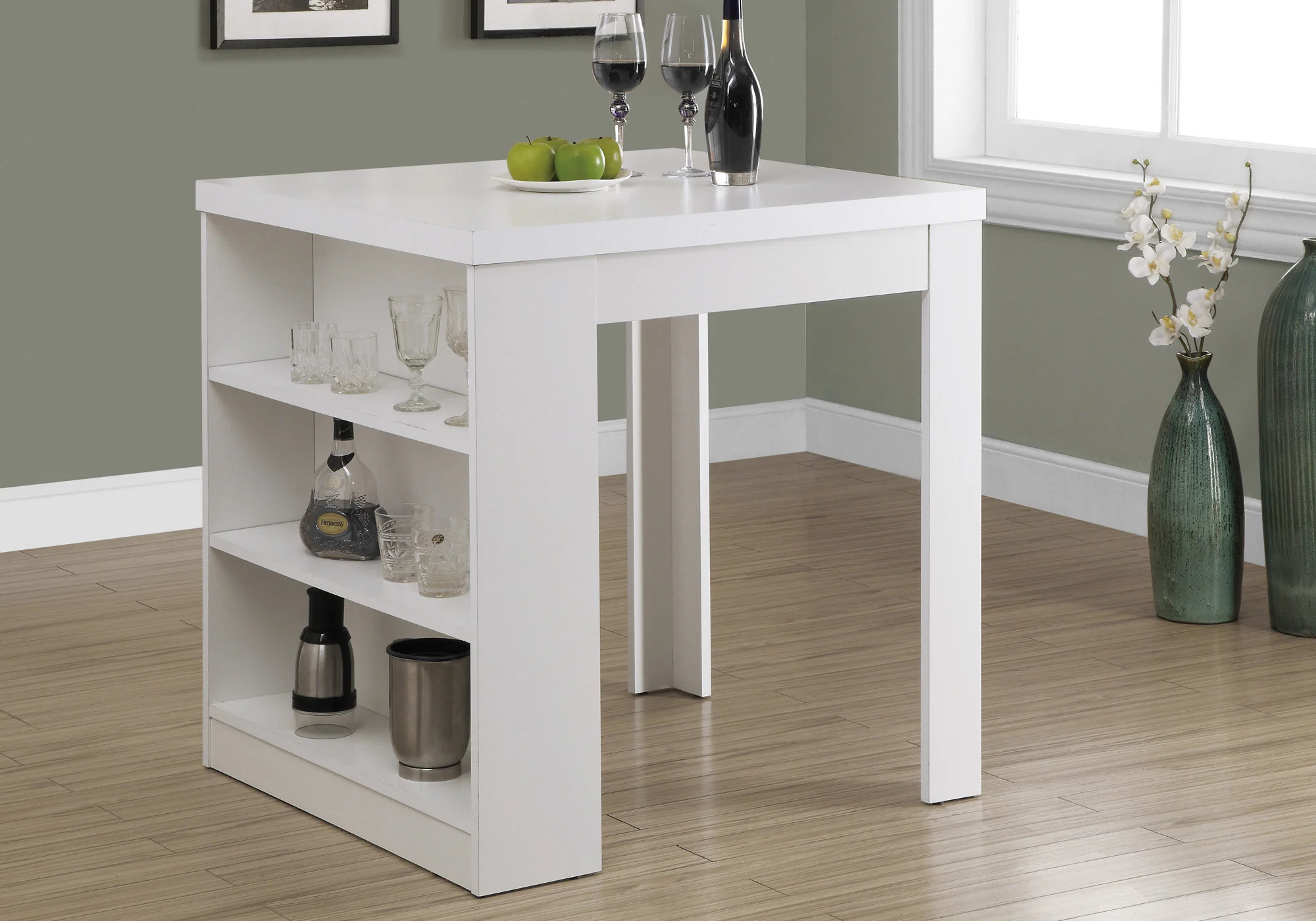 30" White Particle Board Hollow Core And Mdf Counter Height Dining Table By Homeroots
