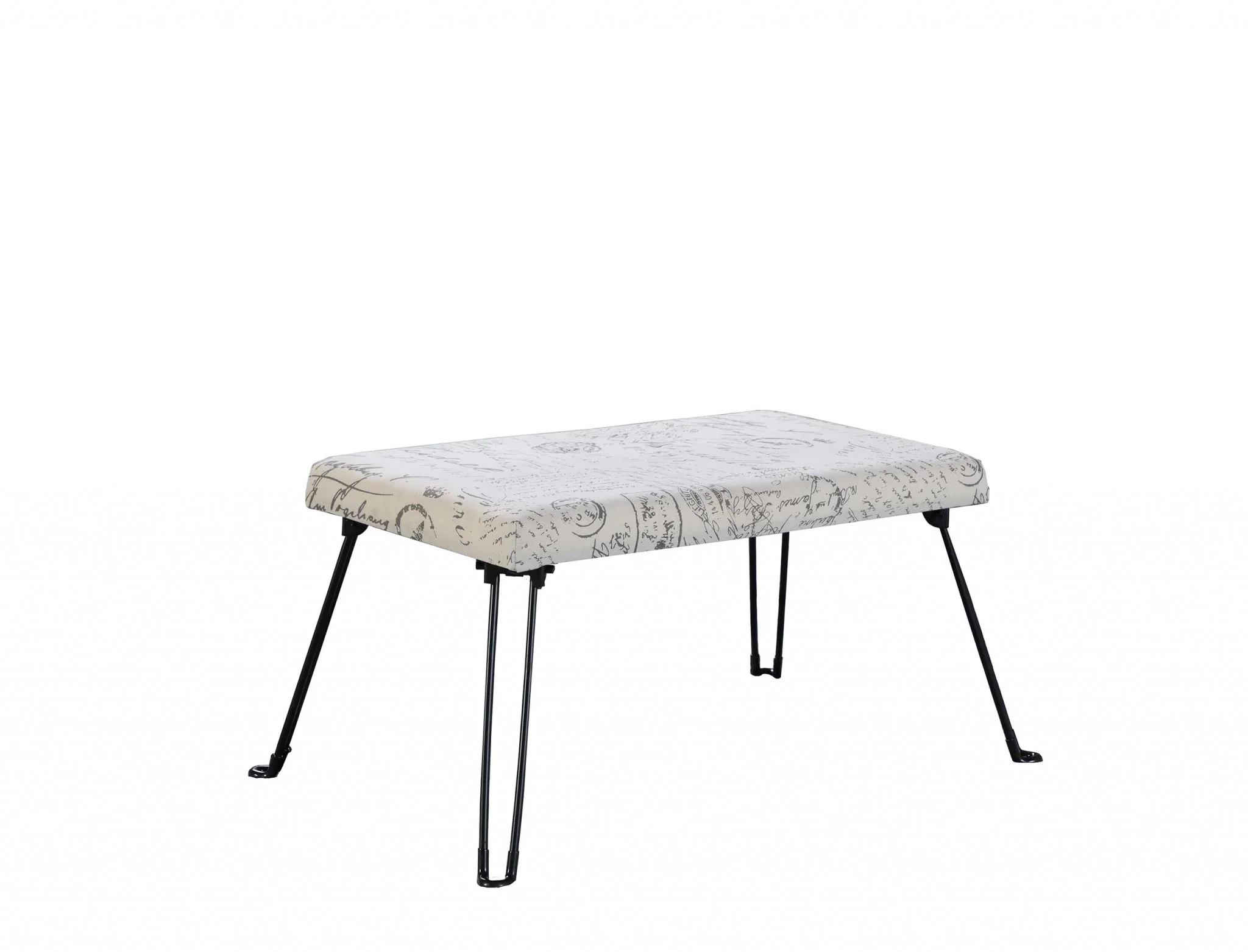 31" Black and White Postcard Microfiber Folding Bench By Homeroots