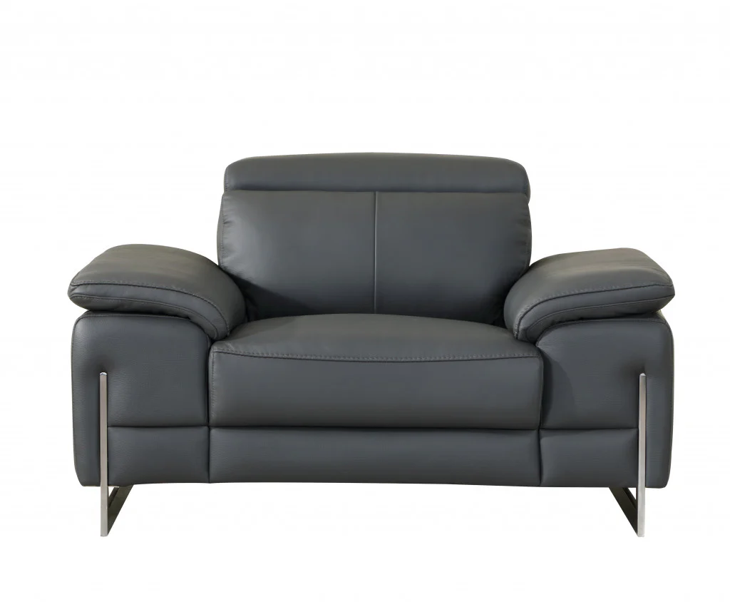 31" Dark Grey Tasteful Leather Chair By Homeroots