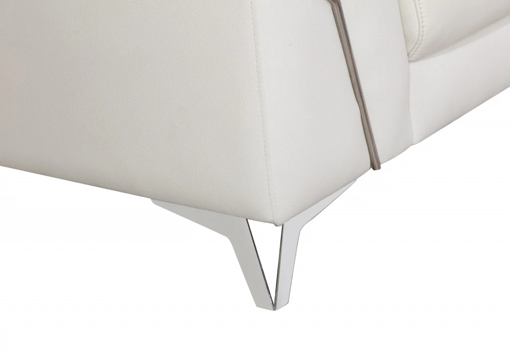 31" Fashionable White Leather Sofa By Homeroots - Image 6