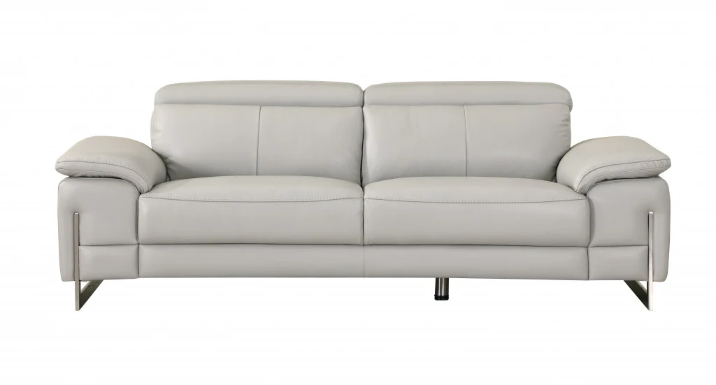 31" Tasteful Light Grey Leather Sofa By Homeroots