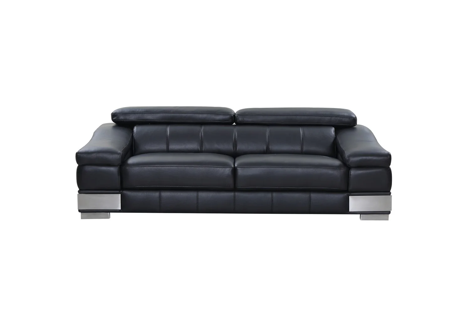 31to 39" Modern Black Leather Sofa By Homeroots