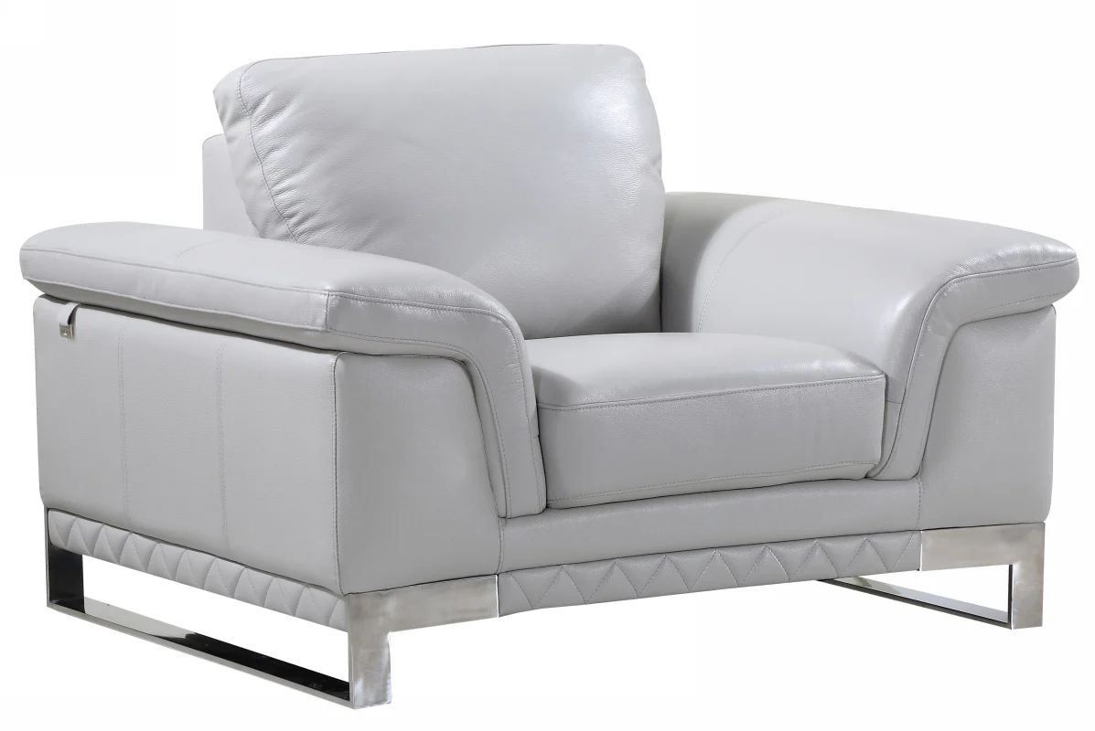 32" Grey Lovely Light Leather Chair By Homeroots