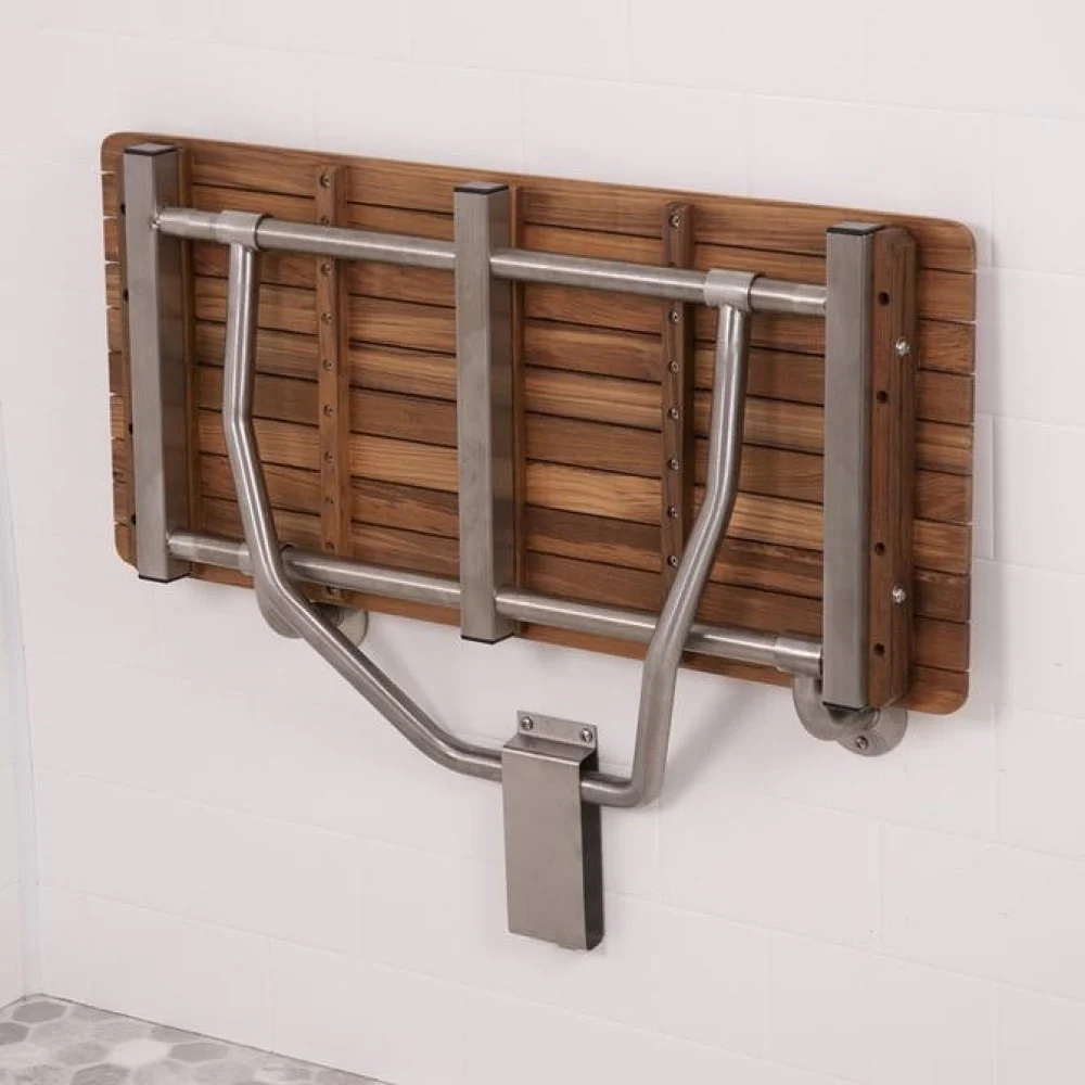 32" Premium Wall Mount Teak Shower Bench By Homeroots - Image 2