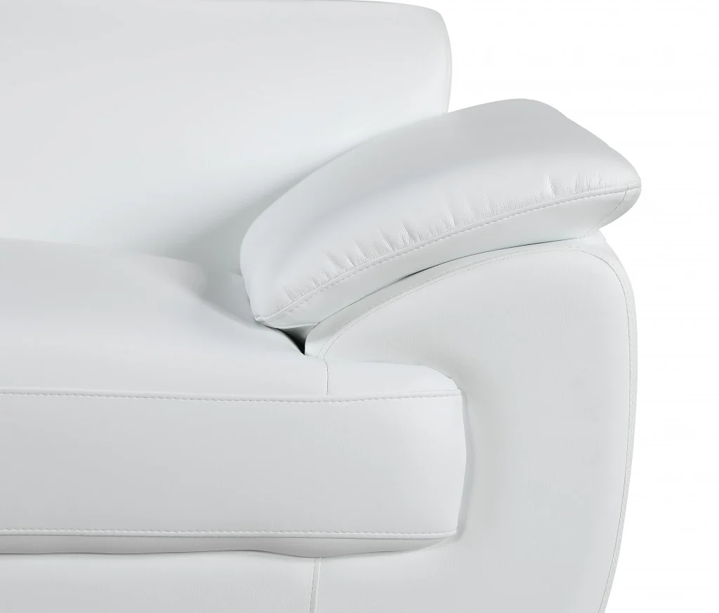 32" to 38" Captivating White Leather Loveseat By Homeroots - Image 5