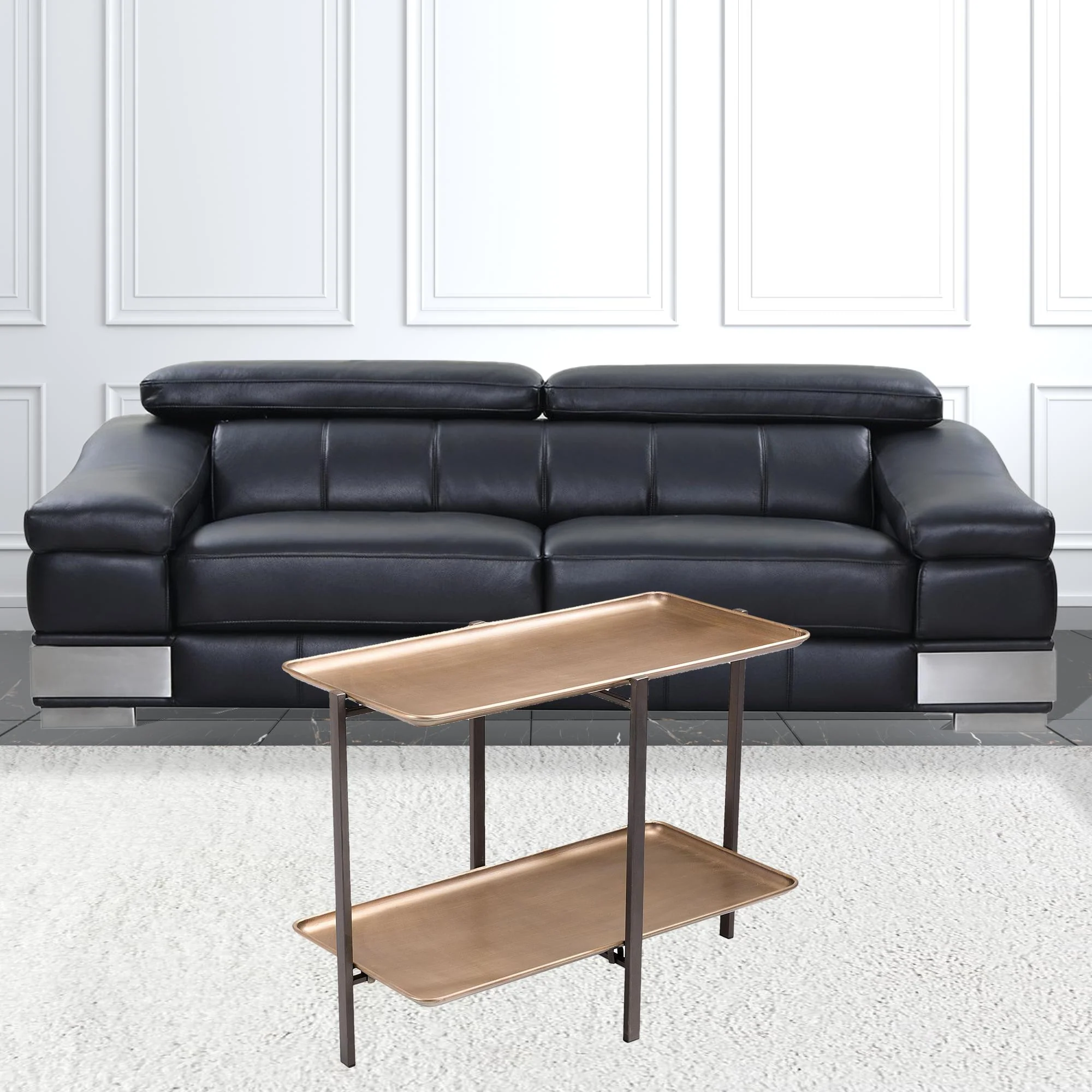 33" Black And Gold Two Level Rectangular Coffee Table By Homeroots - Image 8