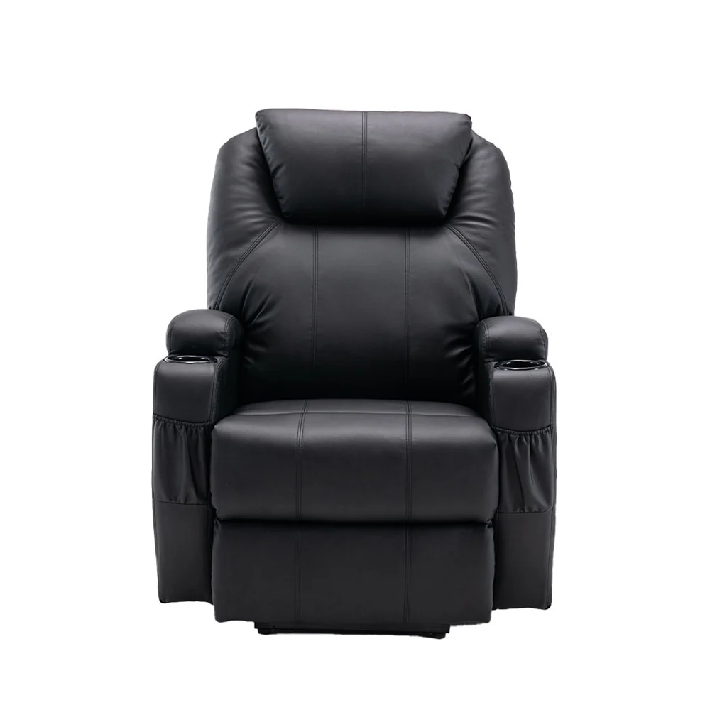 33" Black Faux Leather Power Heated Massge Lift Assist Recliner By Homeroots