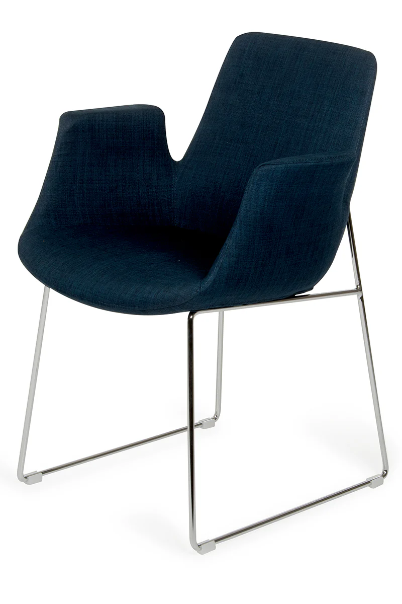 33' Blue Fabric Polyester And Metal Dining Chair By Homeroots