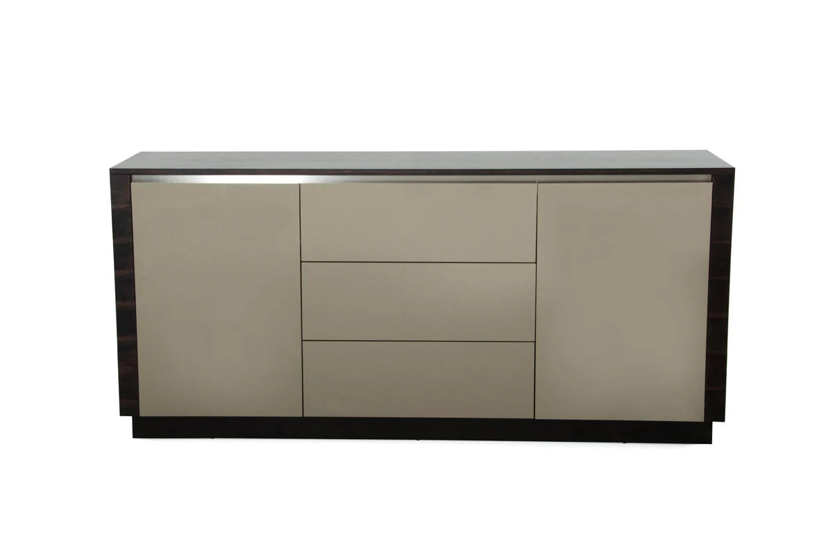 33' Oak And Grey Gloss Veneer And Mdf Buffet By Homeroots