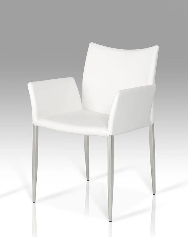 33' White Leatherette And Steel Dining Chair By Homeroots