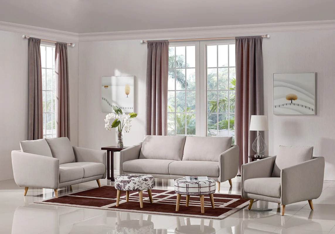 34' Beige Fabric Foam and Wood Sofa Set By Homeroots