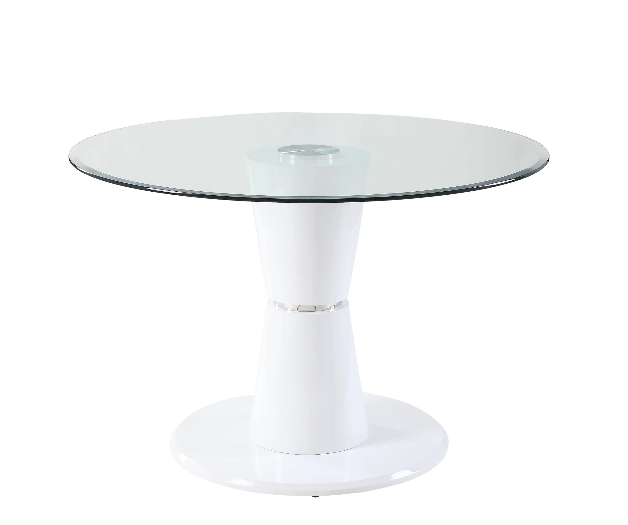 34" Clear And White Glass Round Coffee Table By Homeroots